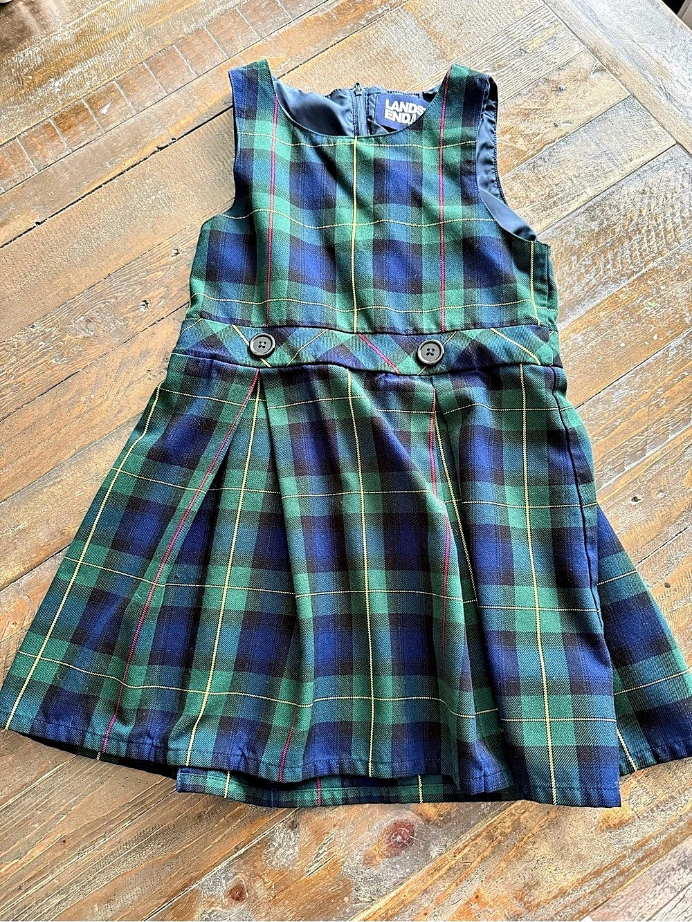 Lands' End Girls Plaid Dress Size 6 Like New